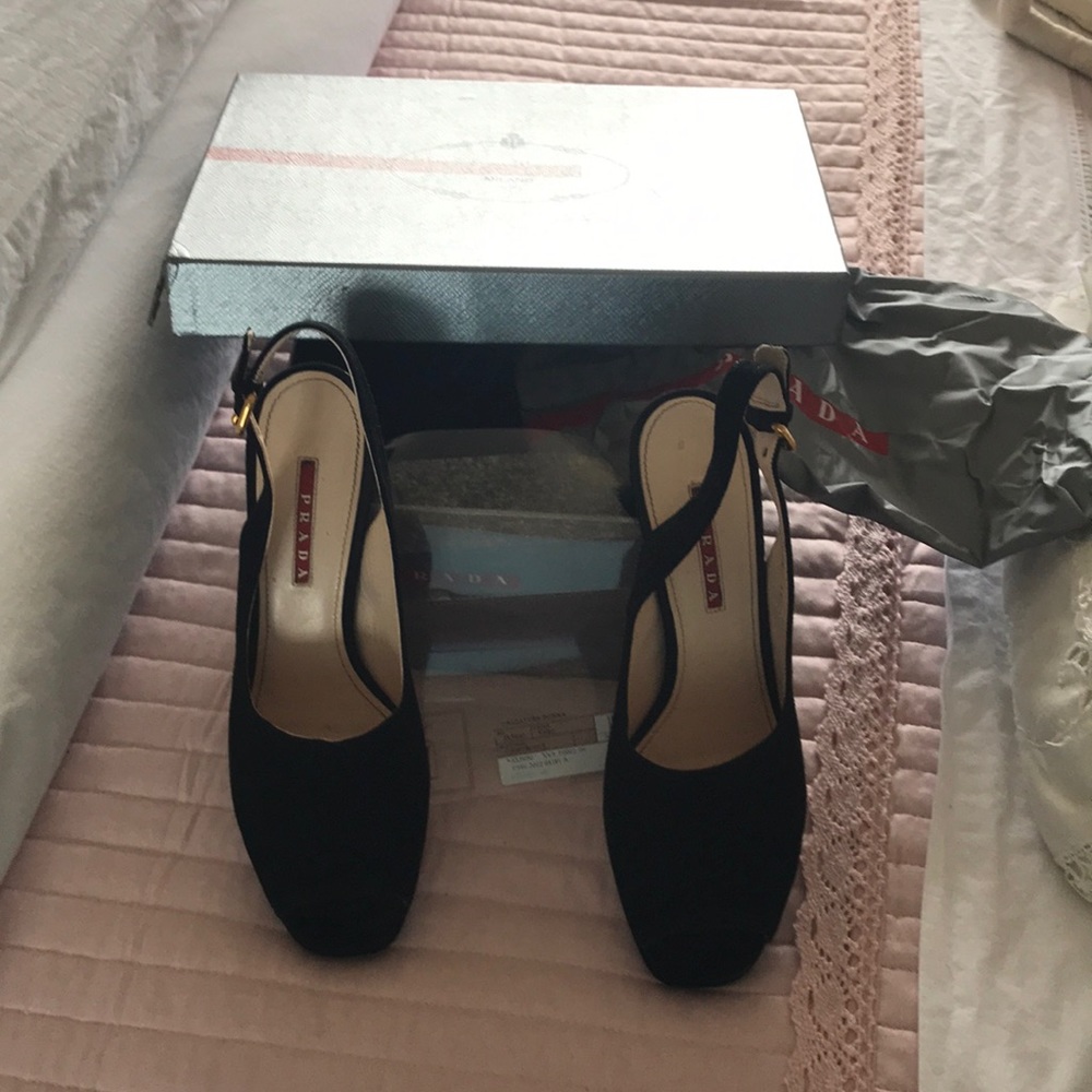Platform peep toe sling backs